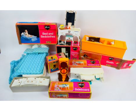 Sindy - Pedigree - Six boxed vintage Sindy doll accessories from Pedigree. Lot includes #45528 Sideboard (x2); #44551 Toilet;