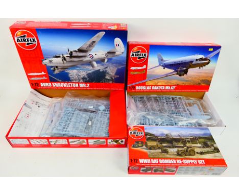 Airfix - Three boxed 1:72 scale plastic model kits from Airfix, which includes #A11004 Avro Shackleton Mk2; A08015A Douglas D