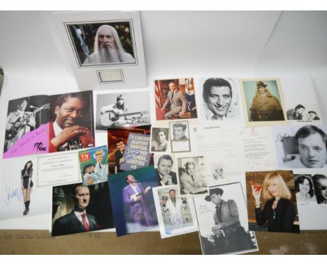 A collection of approximately 50 signed photographs/signed cuttings/autograph letters of mainly 20th Century actors, musician