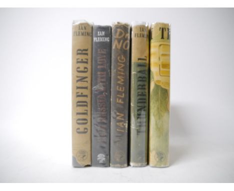 Ian Fleming, 5 titles: 'The Man with the Golden Gun', London, Jonathan Cape, 1965, 1st edition, original black cloth, spine l