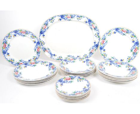 Booths Pottery - A collection of early 19th century silicon china dinner service plates. To include&nbsp;large serving platte