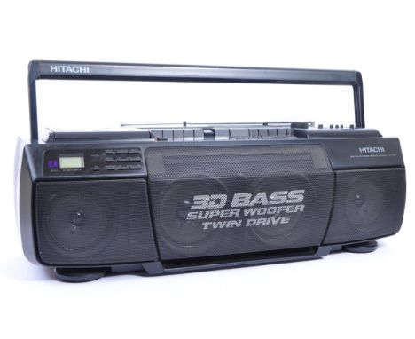 A vintage retro 1980s / 90's Hitachi 3D Bass Super Woofer Twin Drive boombox stereo CD, Cassette and Radio player - CXW500E (