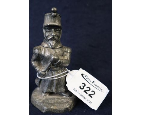 White metal inkwell in the form of a bearded soldier with hinged head, 10cm high approx.(B.P. 21% + VAT) 