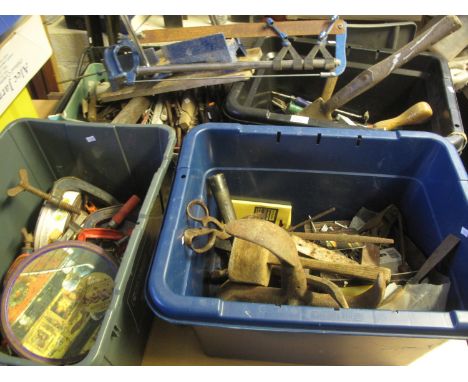 Collection of tools to include; chisels, scissors, clamps, drill bits, saw etc.(B.P. 21% + VAT) 
