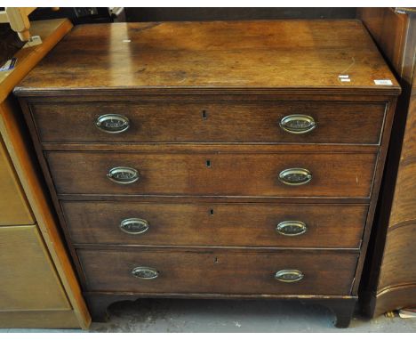 19th Century mahogany straight front chest of four long drawers on bracket feet. (B.P. 21% + VAT)Dimensions: 92 x 50 x 93cm a