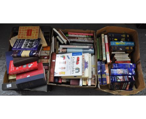 Three boxes of assorted books to particularly include; military, regiments and corps of the British Army, Badges of the Briti