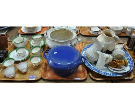 Three trays of assorted china, various to include; Royal Worcester tusk shaped jug and other dresser jugs, Royal Worcester te