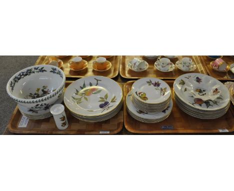 Two trays of Royal Worcester Evesham Oven to Tableware items to include; various plates, together with a Portmeirion Pottery 