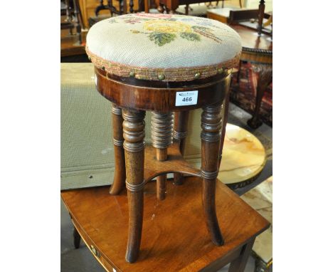 Victorian walnut tapestry upholstered stool on outswept legs.(B.P. 21% + VAT) 