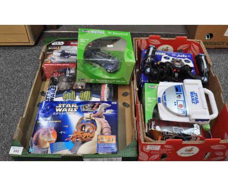 Collection of toys to include; Star Wars Episode I Jar-Jar Binks/Naboo, Star Wars wing fighters, Revell metal diecast vintage