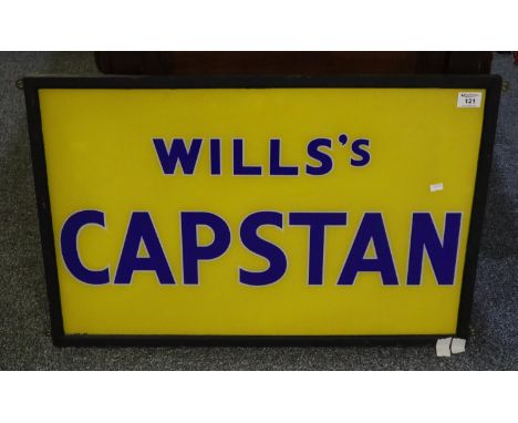 Advertising sign 'Will's Capstan', printed on glass, 48 x 73cm approx, within a frame. (B.P. 21% + VAT)No obvious damage .We 