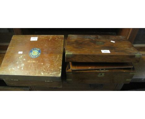 Victorian mahogany and brass writing slope, together with a vintage mahogany artist's box. (2)(B.P. 21% + VAT) 