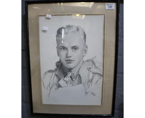 British School (Second World War period), portrait of a young soldier, signed or titled 'Tim', dated London 1944, pencil sket