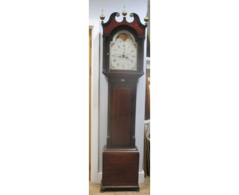 A Scottish 19th century mahogany longcase clock, 8 day duration, the arched painted dial signed 'R Dalgliesh, Falkirk', with 