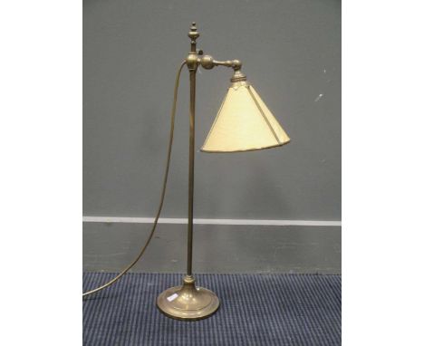 An adjustable brass desk lamp, early 20th century, 62cm high