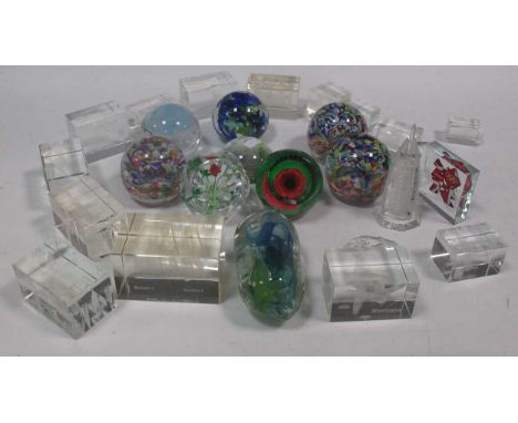Two Caithness ltd edition paperweights, various others - mostly Caithness; together with 'lasered' glass commemorative paperw