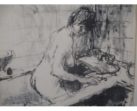 Bernard Dunstan RA (1920-2017), Taking a bath, signed with initials and numbered 1/50, lithograph, 33 x 35cm