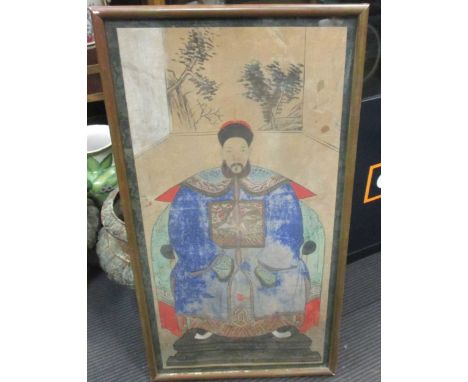 A Chinese male ancestor portrait, 81 x 40cm