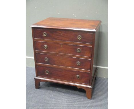 A 19th century mahogany four drawer chest of small proportions on bracket feet 76 x 66 x 46cm