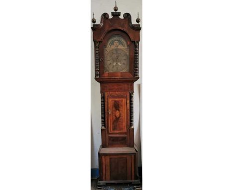 An early Victorian oak, mahogany and inlaid longcase clock, the dial signed above the moonphase arch 'Thomas Parsons Worceste