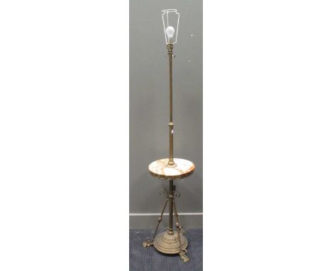 An onyx and brass standard lamp 186cm high