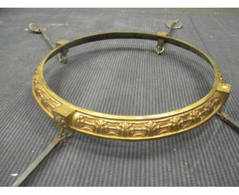 A gilt metal hanging light fitting (no shade)
