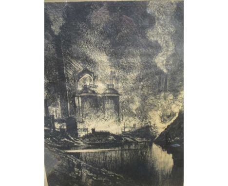 The Lake of Fire, Charleroi - Belgium, 1911 signed in pencil 'T.Pennell' (centre) lithograph 60.5 x 48cm