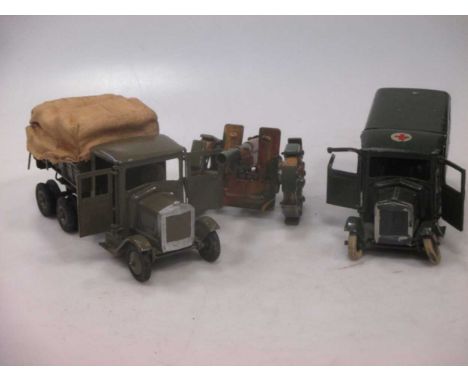 Britains Anti-Aircraft Units of the British Army box with various extra contents, all in varying condition, including two lor