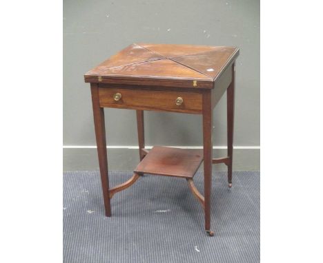 An Edwardian mahogany envelope card table, 55cm