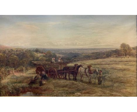 Charles Thomas Burt (1823-1902), Landscape with a hay cart, signed lower right 'C T Burt', oil on canvas, 60 x 98cm; framed 9