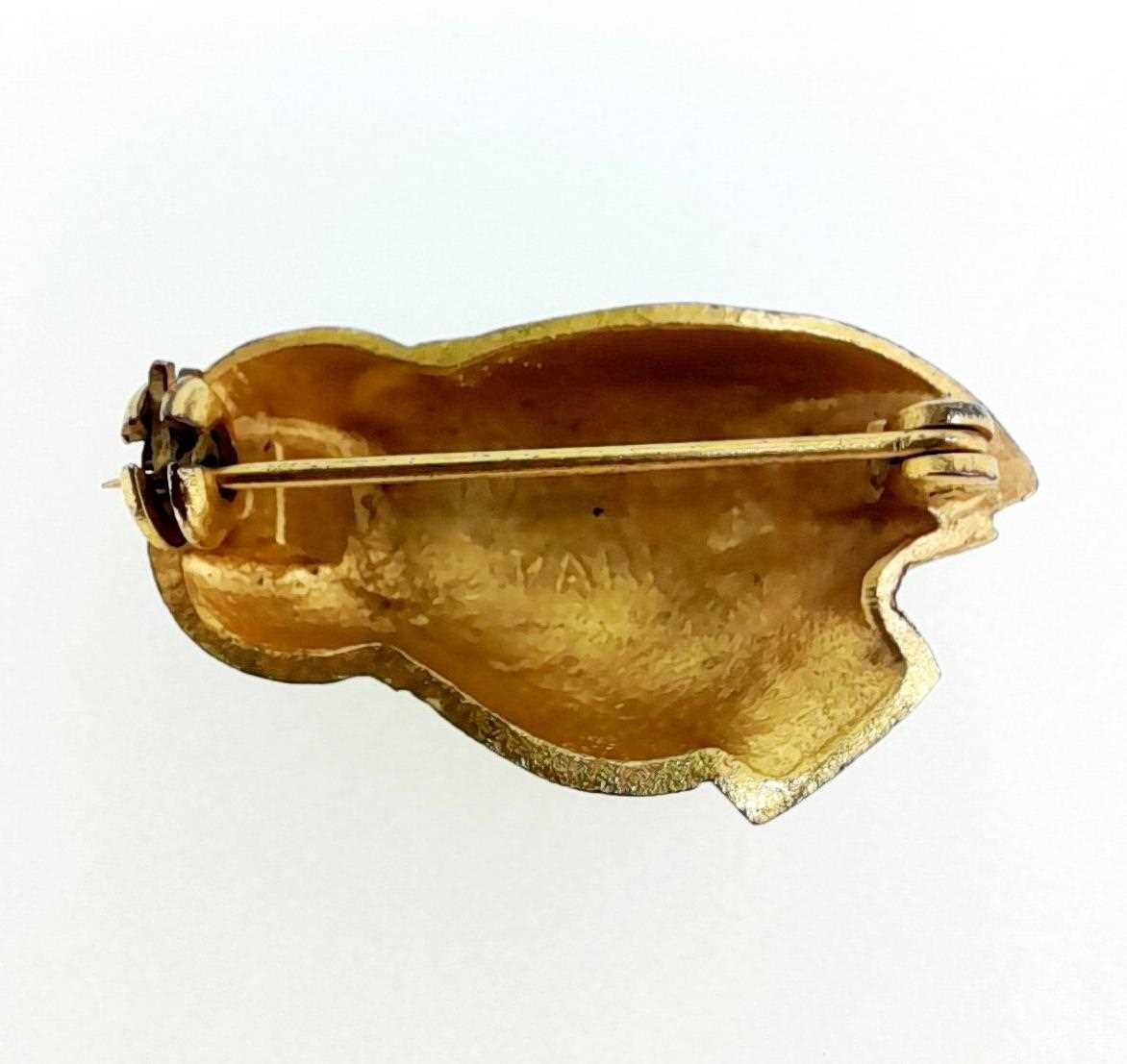 Paule Ingrand - a mid 20th century signed and gilded bronze brooch of a ...