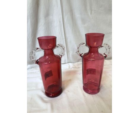  Sale Item:    2 CRANBERRY GLASS VASES   Vat Status:   No Vat   Buyers Premium:  This lot is subject to a Buyers Premium of 1