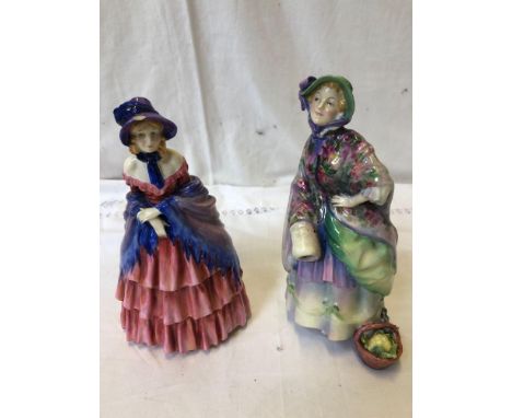  Sale Item:    2 ROYAL DOULTON FIGURES- DOLLY VARDON &amp;VICTORIAN LADY HN728(AF)  Vat Status:   No Vat   Buyers Premium:  T