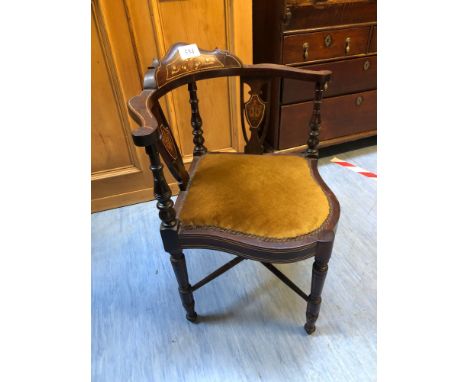  Sale Item:    INLAID CORNER CHAIR   Vat Status:   No Vat   Buyers Premium:  This lot is subject to a Buyers Premium of 15% +