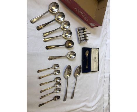  Sale Item:    BOX- SILVER SPOON &amp; ASSORTED PLATED WARE  Vat Status:   No Vat   Buyers Premium:  This lot is subject to a