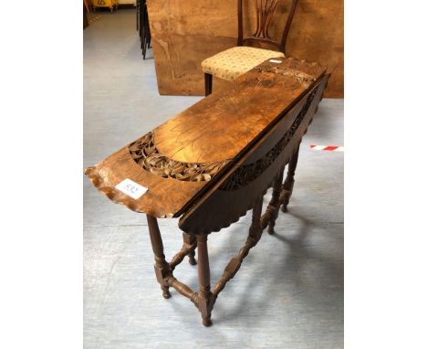  Sale Item:    OAK CARVED DROP LEAF TABLE   Vat Status:   No Vat   Buyers Premium:  This lot is subject to a Buyers Premium o