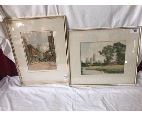  Sale Item:    2 TATTON WINTER ETCHINGS CANTERBURY CATHEDRAL &amp; STREET  Vat Status:   No Vat   Buyers Premium:  This lot i