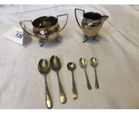  Sale Item:    PLATED SUGAR &amp; CREAM &amp; CUTLERY   Vat Status:   No Vat   Buyers Premium:  This lot is subject to a Buye