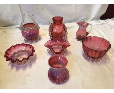  Sale Item:    7 PCS CRANBERRY WARE (1 BOWL AF)   Vat Status:   No Vat   Buyers Premium:  This lot is subject to a Buyers Pre