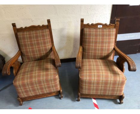  Sale Item:    2 OAK EASY CHAIRS   Vat Status:   No Vat   Buyers Premium:  This lot is subject to a Buyers Premium of 15% + V