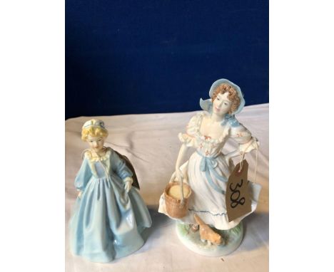  Sale Item:    2 ROYAL WORCESTER FIGURES THE MILKMAID &amp; GRANDMOTHERS DRESS  Vat Status:   No Vat   Buyers Premium:  This 