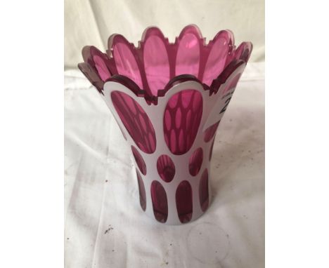  Sale Item:    BOHEMIAN CRANBERRY GLASS VASE   Vat Status:   No Vat   Buyers Premium:  This lot is subject to a Buyers Premiu