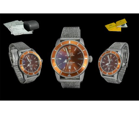 Breitling Divers Super Ocean Automatic Heritage 46 Chronometer Gents Wrist Watch. Ref No A17320, Serial No 1288330. Water Res
