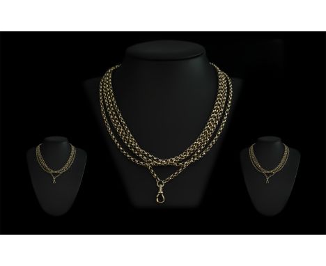 Antique Period - Excellent Quality 9ct Gold Guard Chain. Marked 9ct. Excellent Quality and Condition. Weight 34,8 grams. Leng