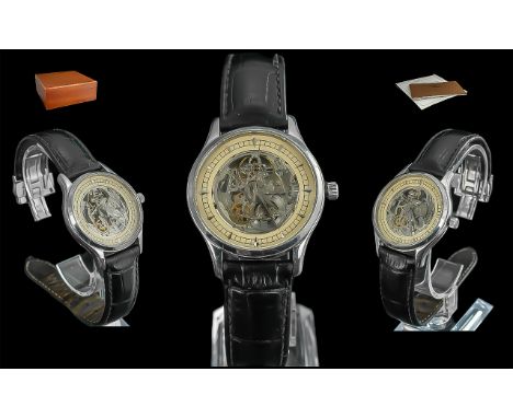 Dreyfuss &amp; Co Handmade Special Edition Series 1925 Gents Mechanical Steel Cased Wrist Watch, With Black Calf Leather Watc