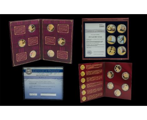 Windsor Royal Mint - Queen Elizabeth II Proof Set of Only 9999 Produced. Cu Gold Plated with Pad Print and Swarovski. With Ce