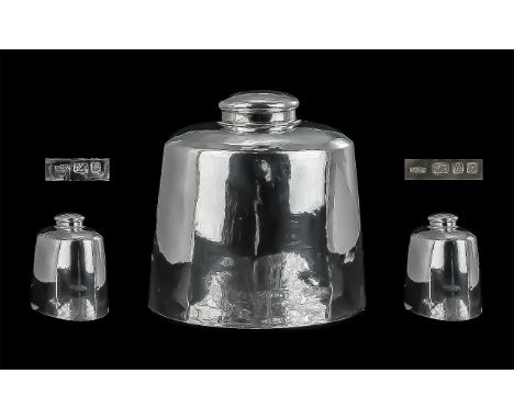 Edward VIII Superb Large Sterling Silver Planistered Tea Canister of Plain Form. Hallmark London 1936, Maker R.C.A. Uncommon 