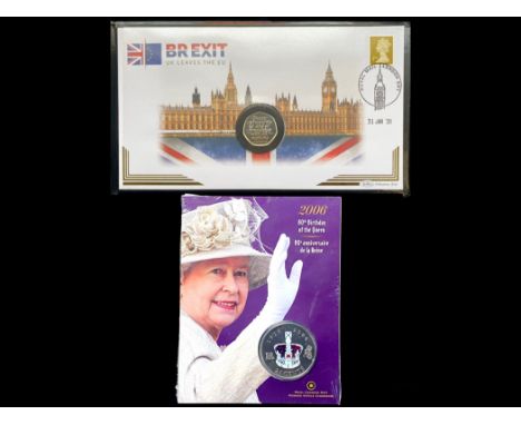 Harrington &amp; Byrne 2020 Brexit Silver Proof 50p Coin &amp; Stamp Cover In Original Blue Folder. With Certificate of Authe