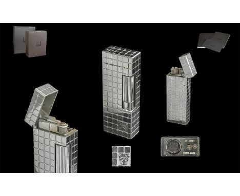 Dunhill - Deluxe Rollagas Bulldog - Palladium Plated Cigarette Lighter, Complete with Dunhill Display Box, Instruction Bookle