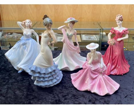 Four Coalport Figures, to include Jenny, Summer Days, Carmen, and Alana.  Together with a Nao figure.